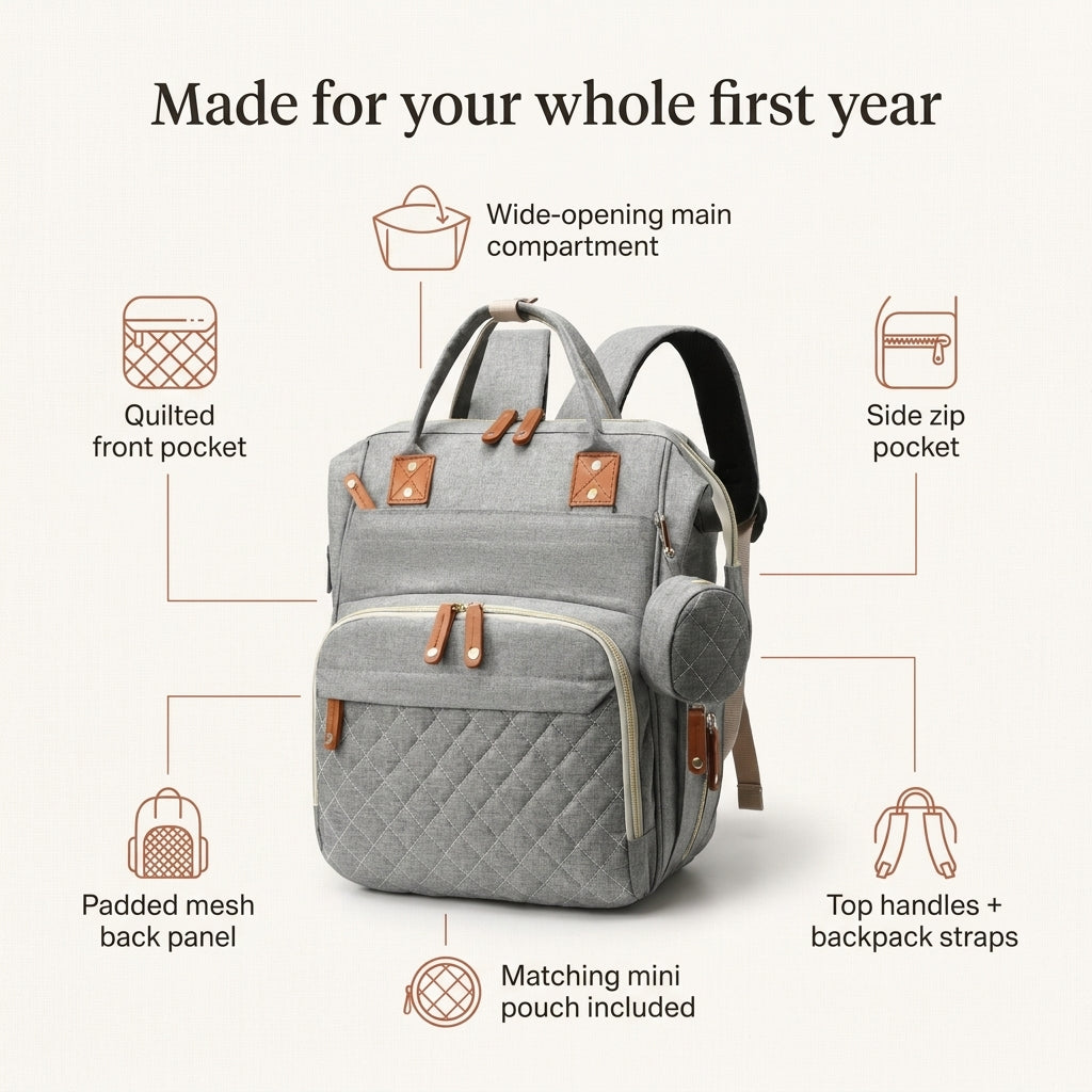 Grey Diaper Backpack
