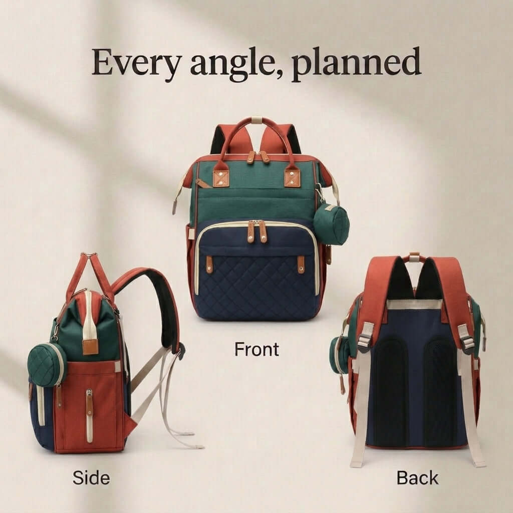 Red Colorblock Diaper Backpack