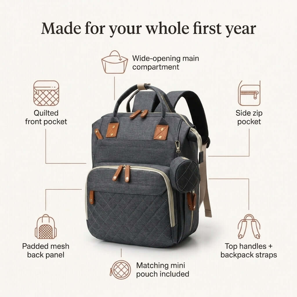 Dark Grey Diaper Backpack