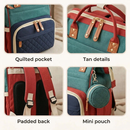 Red Colorblock Diaper Backpack